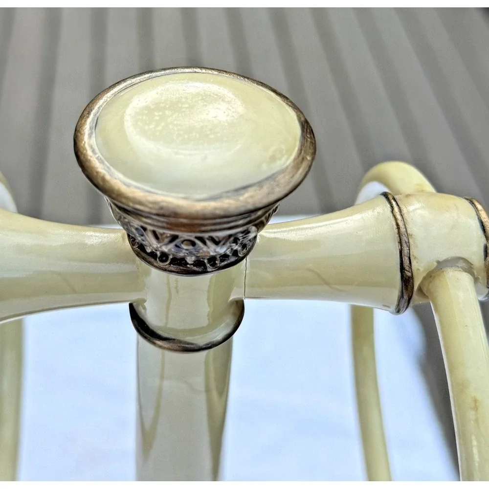 Vintage Hamilton Lucite Marble Look Towel Tree Bronze Tone Dual Ring Holder 13